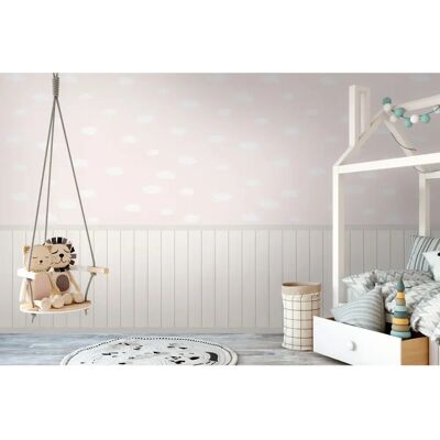 A.S. Creation Pink/White Clouds Wood Slats Vinyl Wallpaper - Wallpaper A.S. Creation Pink/White Clouds Wood Slats Vinyl Wallpaper - Wallpaper