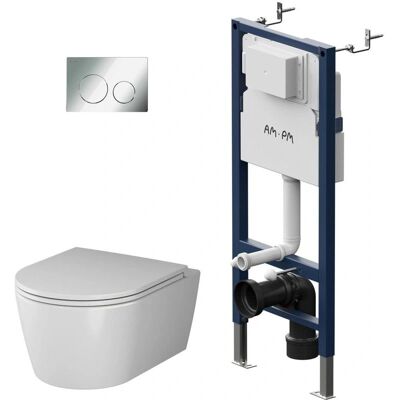 AM.PM - IIS90151.FA1700 - Wand-WC - Druckplatte Chrom - Toilette-Set AM.PM - IIS90151.FA1700 - Wand-WC - Druckplatte Chrom - Toilette-Set