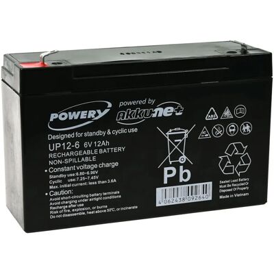 Batería de Plomo-ácido Powery 6V 12Ah para UPS y Alumbrado de emergencia Batería de Plomo-ácido Powery 6V 12Ah para UPS y Alumbrado de emergencia