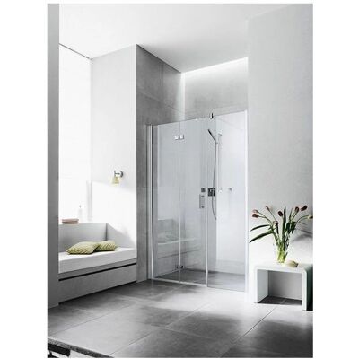 Kermi Diga - Porte pliante blanche avec panneau fixe - Porte de douche - Publicité Kermi Diga - Porte pliante blanche avec panneau fixe - Porte de douche - Publicité