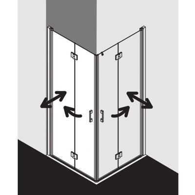 Kermi Liga Eckeinstieg - 2-teilig, Sicherheitsglas, Silber Mattglanz Kermi Liga Eckeinstieg - 2-teilig, Sicherheitsglas, Silber Mattglanz