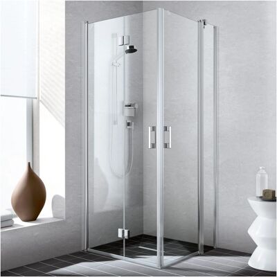 Kermi Liga Eckeinstieg Halbteil mit Pendel-Falttür 80cm x 200cm - Silber Mattglanz Kermi Liga Eckeinstieg Halbteil mit Pendel-Falttür 80cm x 200cm - Silber Mattglanz