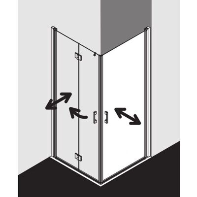 Kermi Liga Porte d'angle - Porte pliable 2 parties - Argent Mat brillant - Douche - Publicité Kermi Liga Porte d'angle - Porte pliable 2 parties - Argent Mat brillant - Douche - Publicité