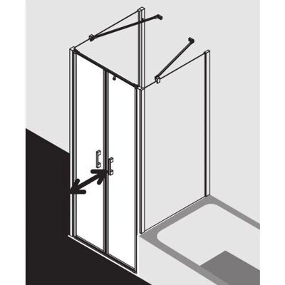 Kermi Silber Mattglanz Nischen- oder Seitenwand 2-teilige Pendeltür 100x185cm Kermi Silber Mattglanz Nischen- oder Seitenwand 2-teilige Pendeltür 100x185cm