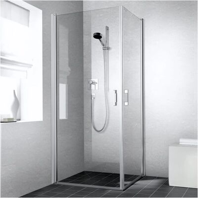 Porte de Douche Coin Kermi Liga - 200cm Verre Argenté - Publicité Porte de Douche Coin Kermi Liga - 200cm Verre Argenté - Publicité