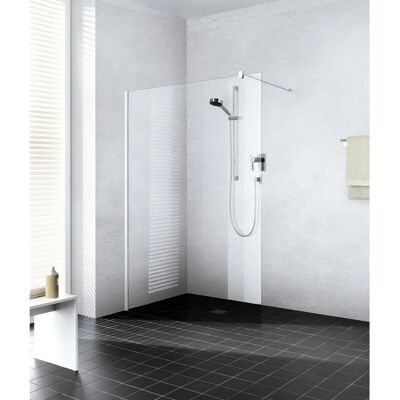 Kermi Wandmontierte Walk-In Duschabtrennung - 2000mm Hoch, Silber Hochglanz, ESG Glas Kermi Wandmontierte Walk-In Duschabtrennung - 2000mm Hoch, Silber Hochglanz, ESG Glas