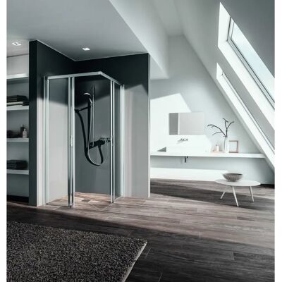 Porte de Douche Coulissante d'Angle Kermi Liga - 2 Pièces sans Sol - Publicité Porte de Douche Coulissante d'Angle Kermi Liga - 2 Pièces sans Sol - Publicité