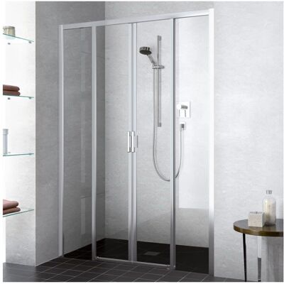 Porte de douche Kermi LIGA 4 pièces sans sol Argent Mat - Publicité Porte de douche Kermi LIGA 4 pièces sans sol Argent Mat - Publicité