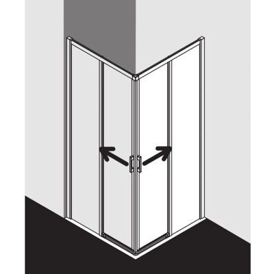 Kermi Liga Entrée d'angle - Porte coulissante 2 pièces - Argent brillant - 75cm x 200cm - Charnière droite - Publicité Kermi Liga Entrée d'angle - Porte coulissante 2 pièces - Argent brillant - 75cm x 200cm - Charnière droite - Publicité