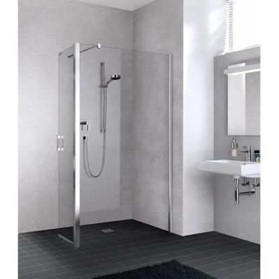 Paroi de Douche Walk-In en Argent Kermi - Verre et Aluminium de Qualité - Publicité Paroi de Douche Walk-In en Argent Kermi - Verre et Aluminium de Qualité - Publicité
