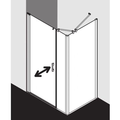 Porte de Douche Pega Kermi - 1100x2000mm, Argent Brillant, Verre Clair, Charnière Gauche - Publicité Porte de Douche Pega Kermi - 1100x2000mm, Argent Brillant, Verre Clair, Charnière Gauche - Publicité