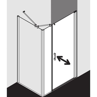 Porte battante Kermi Pega 120x200cm - Douche avec panneau fixe, Argent - Publicité Porte battante Kermi Pega 120x200cm - Douche avec panneau fixe, Argent - Publicité