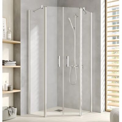 Kermi Pega Fünfeck Duschabtrennung - 90x90cm, Silber Hochglanz, Sicherheitsglas Kermi Pega Fünfeck Duschabtrennung - 90x90cm, Silber Hochglanz, Sicherheitsglas