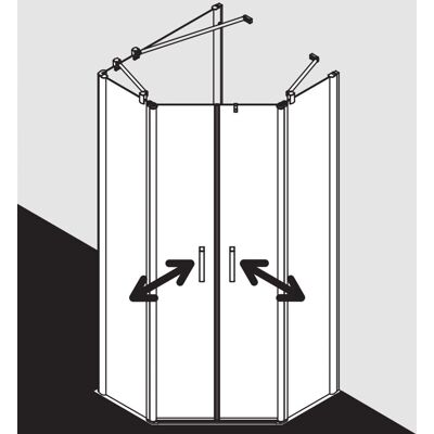 Kermi Pega Fünfeckdusche - Barrierefrei, 90x90x185cm, Silber Kermi Pega Fünfeckdusche - Barrierefrei, 90x90x185cm, Silber