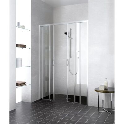 Kermi Liga Gleittür - 4-teilig, Silber Hochglanz, 185x190cm Kermi Liga Gleittür - 4-teilig, Silber Hochglanz, 185x190cm