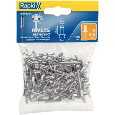 Rapid Rivet 5000378 Aluminium 4x8mm - Rivet - Publicité Rapid Rivet 5000378 Aluminium 4x8mm - Rivet - Publicité