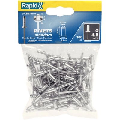 Rapid 5000380 Aluminiumnieten - 4,8 x 10mm - Packung 100 Rapid 5000380 Aluminiumnieten - 4,8 x 10mm - Packung 100