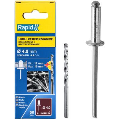 Rapid RPD5000386 High Performance Rivets - 4x18mm, Blister of 50 Rapid RPD5000386 High Performance Rivets - 4x18mm, Blister of 50