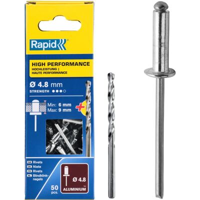 Rapid 5000388 Magas Teljesítményű Szegecsek - 4,8 x 12mm - Fém & Műanyag - 50 db Rapid 5000388 Magas Teljesítményű Szegecsek - 4,8 x 12mm - Fém & Műanyag - 50 db