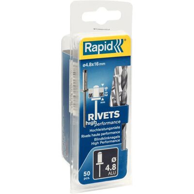 Rivetti ad alte prestazioni Rapid 5000390 - 4,8 x 16mm, Confezione da 50 Rivetti ad alte prestazioni Rapid 5000390 - 4,8 x 16mm, Confezione da 50