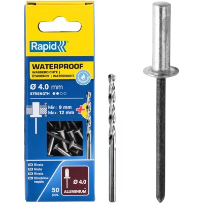 Rivetti impermeabili Rapid 5000401 - 4 x 16mm - Confezione da 50 Rivetti impermeabili Rapid 5000401 - 4 x 16mm - Confezione da 50