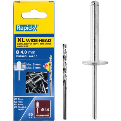 Rivets Rapid XL - 50 pièces en aluminium - Publicité Rivets Rapid XL - 50 pièces en aluminium - Publicité