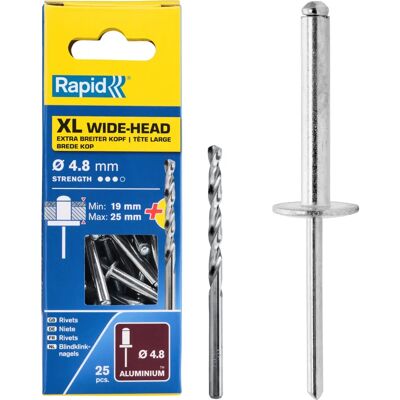 Rivetti XL Ø 4.8 x 30 mm w blisterze z końcówką Rivetti XL Ø 4.8 x 30 mm w blisterze z końcówką