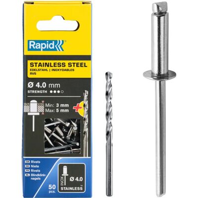 Rapid stalowe nitonakrętki 4x8mm 50 sztuk z wiertłem Rapid stalowe nitonakrętki 4x8mm 50 sztuk z wiertłem