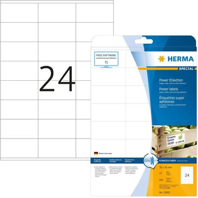 Étiquettes Power Herma - 70x36mm - 600 Autocollants Étiquettes Power Herma - 70x36mm - 600 Autocollants