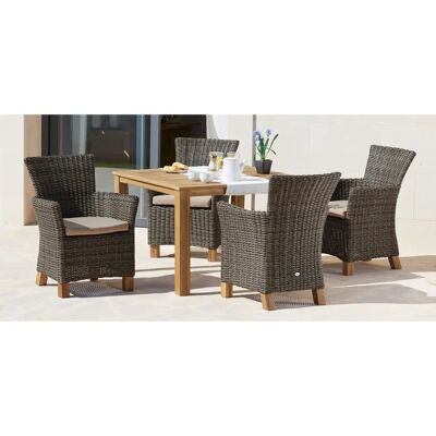 MERXX Toskana Garten-Esstisch - 4 Stühle, quadratischer Tisch, Polyrattan MERXX Toskana Garten-Esstisch - 4 Stühle, quadratischer Tisch, Polyrattan