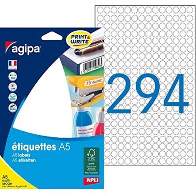 Bílé kulaté etikety Apli Agipa 8 mm - Etikety Bílé kulaté etikety Apli Agipa 8 mm - Etikety