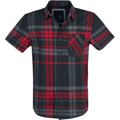 Brandit Mike Checkshirt - Kurzarmhemd für Herren - Schwarz/Anthrazit/Rot Brandit Mike Checkshirt - Kurzarmhemd für Herren - Schwarz/Anthrazit/Rot