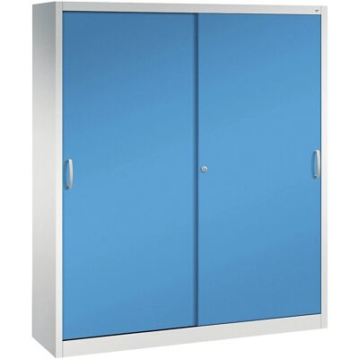C+P Acurado Schiebetürenschrank - 8 Regale, Stahl, Hellgrau/Blau C+P Acurado Schiebetürenschrank - 8 Regale, Stahl, Hellgrau/Blau