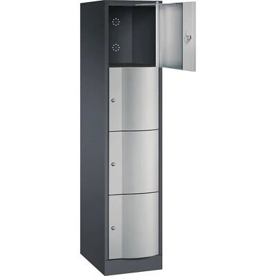Armario de almacenamiento con cerradura C+P - 4 compartimentos - Gris negruzco / Aluminio blanco - 1950mm Armario de almacenamiento con cerradura C+P - 4 compartimentos - Gris negruzco / Aluminio blanco - 1950mm