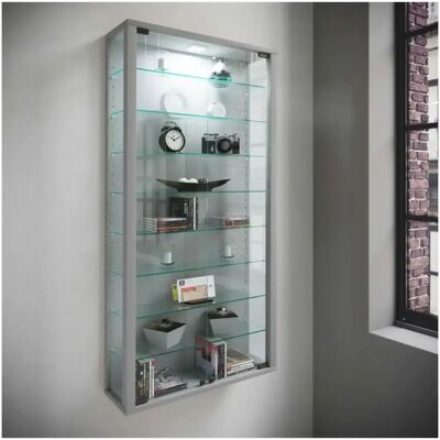 Vitrine Vitrosa Maxi en Argenté avec Éclairage VCM Vitrine Vitrosa Maxi en Argenté avec Éclairage VCM