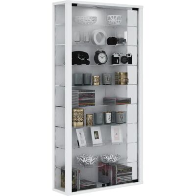 Vitrine Vitrosa Maxi Blanche avec 8 Étagères et LED - Rangement Vitrine Vitrosa Maxi Blanche avec 8 Étagères et LED - Rangement