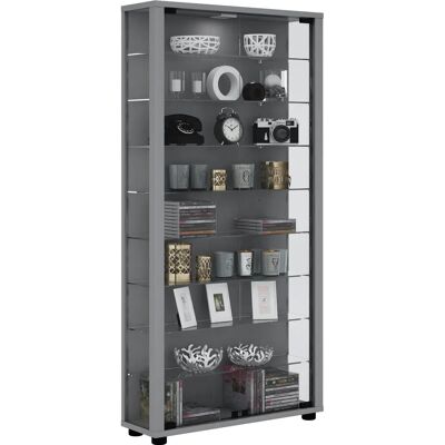 VCM Lumo Maxi Vitrine silber mit 8 Fachböden & LED VCM Lumo Maxi Vitrine silber mit 8 Fachböden & LED