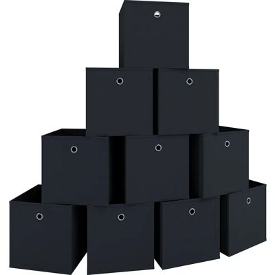Ensemble de 10 Boîtes de Rangement VCM - Pliables, Noires - Publicité Ensemble de 10 Boîtes de Rangement VCM - Pliables, Noires - Publicité