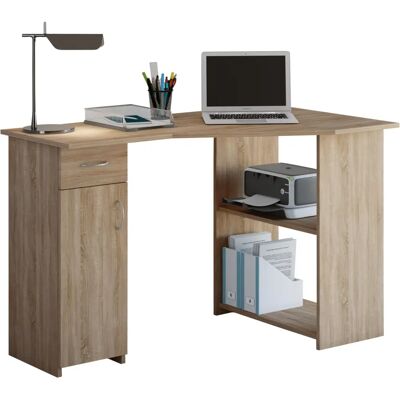 Bureau d'angle Linzia VCM - Gain de Place, Compartiments Ouverts, Tiroir Bureau d'angle Linzia VCM - Gain de Place, Compartiments Ouverts, Tiroir