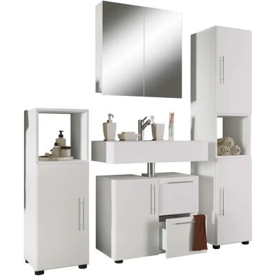 Flandu Badezimmermöbel-Set - Weiß, Modern, Langlebig Flandu Badezimmermöbel-Set - Weiß, Modern, Langlebig