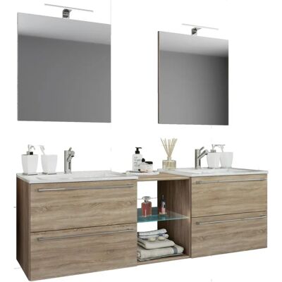 VCM Sonoma-Eiche Doppelwaschtisch Badezimmer-Set VCM Sonoma-Eiche Doppelwaschtisch Badezimmer-Set