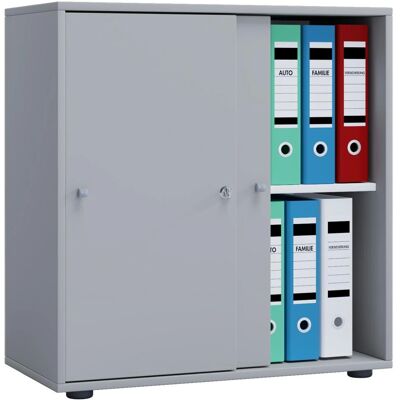 Armoire de Bureau VCM - 70cm Gris avec Portes Coulissantes - Publicité Armoire de Bureau VCM - 70cm Gris avec Portes Coulissantes - Publicité