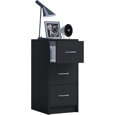 Lettino da notte VCM Boxal Maxi - 3 cassetti, Nero, 65x33x35cm Lettino da notte VCM Boxal Maxi - 3 cassetti, Nero, 65x33x35cm