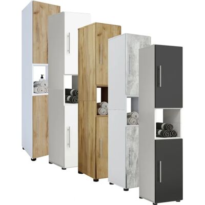 Armoire de bain en bois VCM Flandu - 2 portes, Étagère ouverte - Publicité Armoire de bain en bois VCM Flandu - 2 portes, Étagère ouverte - Publicité