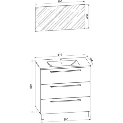 VCM Badezimmermöbel-Set - Weiß 80cm 3-teilig VCM Badezimmermöbel-Set - Weiß 80cm 3-teilig