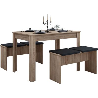 Esal Sonoma Essgruppe - Klappbare Bänke Platzsparend Esal Sonoma Essgruppe - Klappbare Bänke Platzsparend