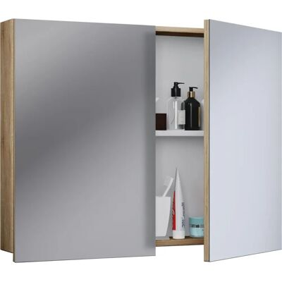 Armadio Specchio Bagno Sonoma-eiche - 2 Ante, 1 Mensola - 60cm Armadio Specchio Bagno Sonoma-eiche - 2 Ante, 1 Mensola - 60cm