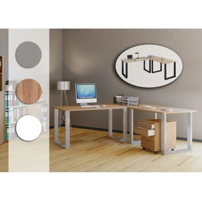 Scrivania ufficio VCM Lona - Bianco, 190x50cm, Piede a U, Argento Scrivania ufficio VCM Lona - Bianco, 190x50cm, Piede a U, Argento