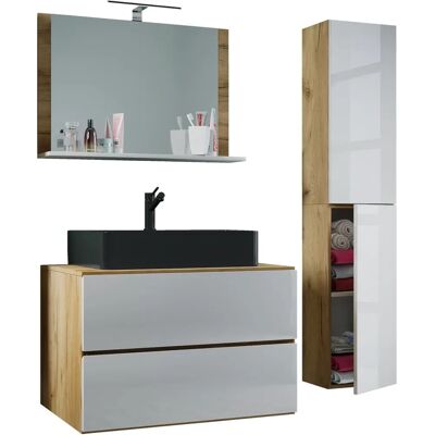 VCM Honig-Eiche / Weiß Badezimmermöbel-Set - 114x52x150 cm VCM Honig-Eiche / Weiß Badezimmermöbel-Set - 114x52x150 cm