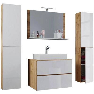 VCM Honig-Eiche / Weiß Badezimmermöbel-Set - Badezimmermöbel-Set VCM Honig-Eiche / Weiß Badezimmermöbel-Set - Badezimmermöbel-Set